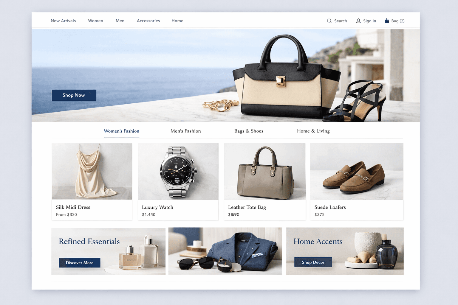 Vista de E-commerce premium