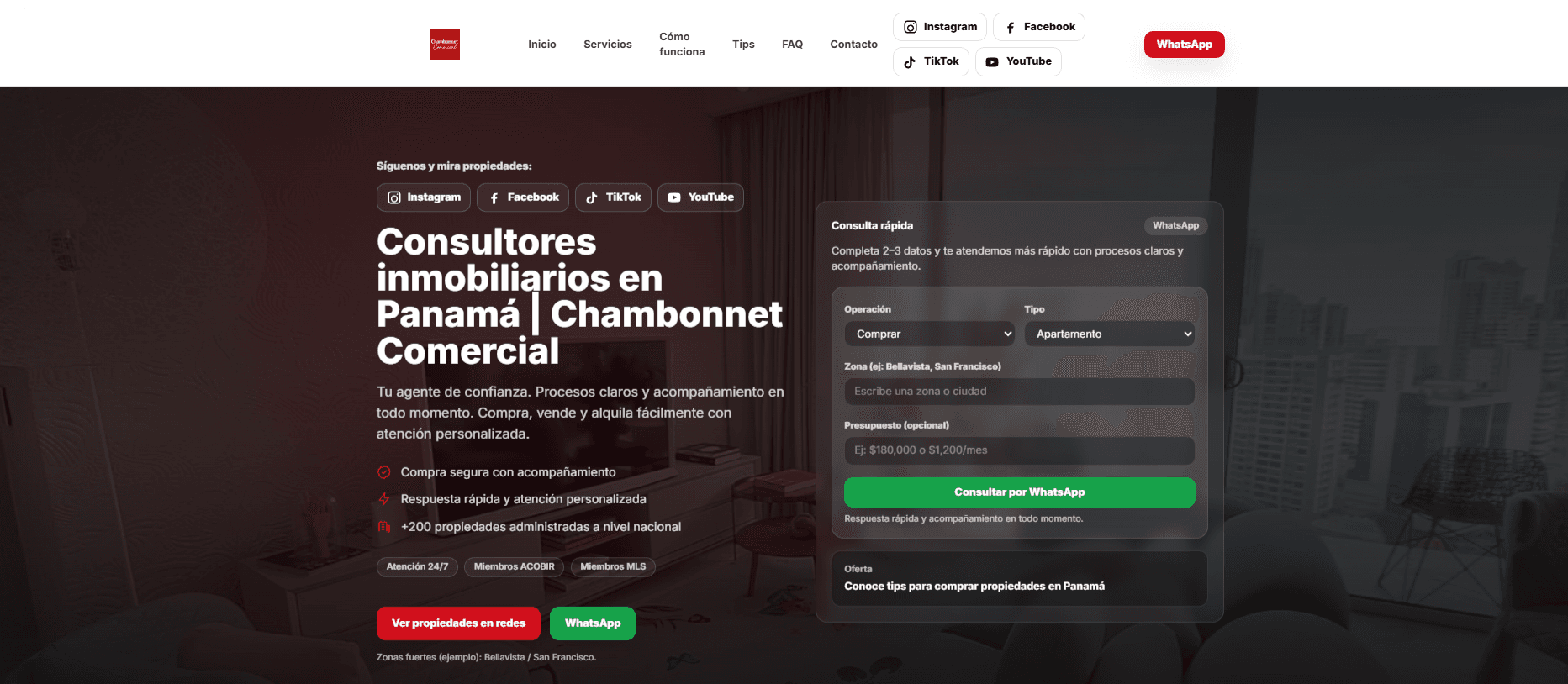 Vista de Landing de marca