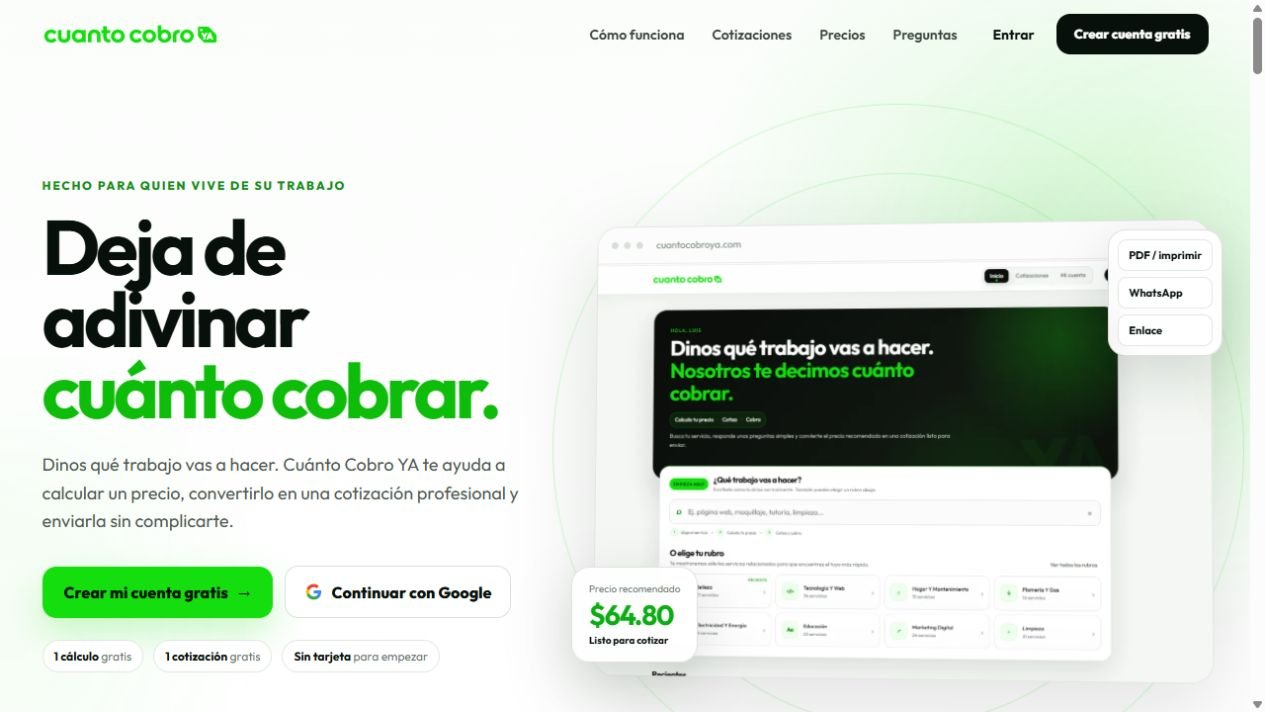 Vista previa de Cuánto Cobro YA